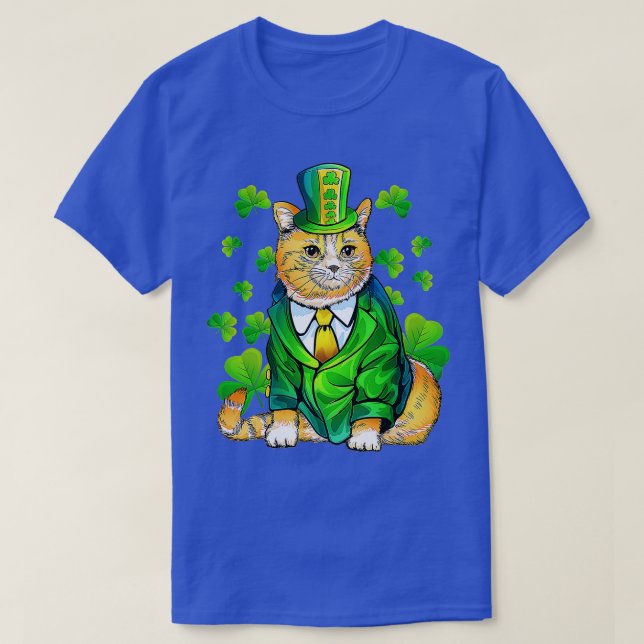 Cat Leprechaun  Cat Lover Shamrock St Patricks Day T-Shirt (Design Front)