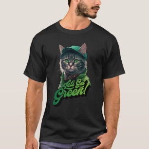 Cat Leprechaun Cat Shamrock let's get green T-Shirt