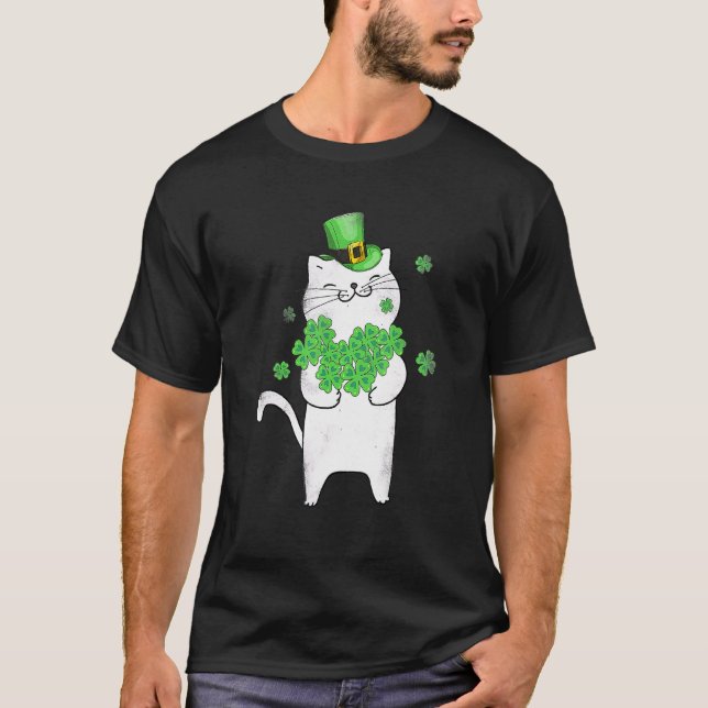 Cat Leprechaun  Cat  Shamrock St Patrick's Day 2 T-Shirt (Front)