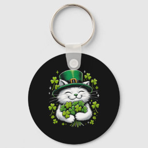 Cat Leprechaun Clover St. Patricks Day Women Girls Key Ring