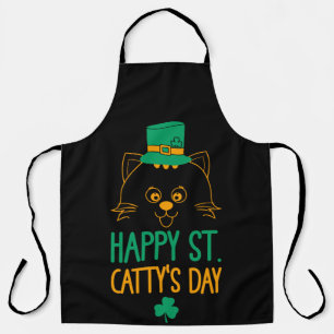 Cat Leprechaun Happy St. Catty's Day Apron
