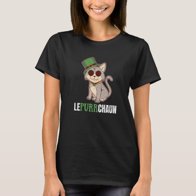 Cat Leprechaun Shamrock Lepurrchaun  Lucky St Patr T-Shirt (Front)