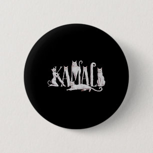 Cat Lettering Art - Kamala Harris 2024  6 Cm Round Badge