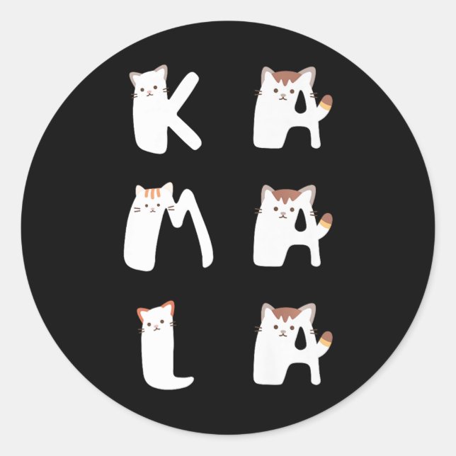 Cat Lettering Positive Funny Kamala Harris Walz Wa Classic Round Sticker (Front)