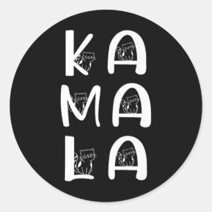 Cat Lettering Positive Kamala Harris Walz Waltz  Classic Round Sticker