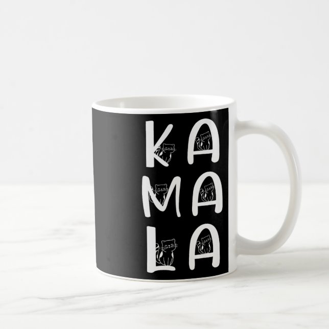 Cat Lettering Positive Kamala Harris Walz Waltz  Coffee Mug (Right)