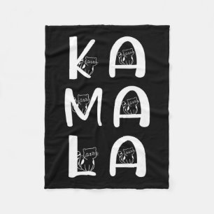 Cat Lettering Positive Kamala Harris Walz Waltz Fleece Blanket