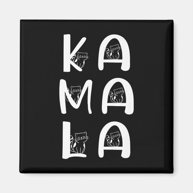 Cat Lettering Positive Kamala Harris Walz Waltz  Magnet (Front)