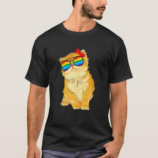 Cat LGB Gay Rainbow Pride Flag T-Shirt