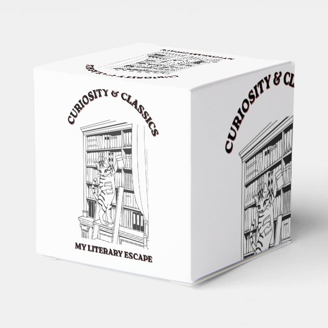 Cat Librarian Aesthetic Art Poster  Favour Box (Back Side)