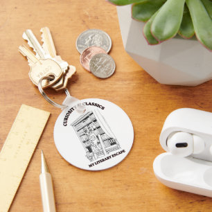 Cat Librarian Aesthetic Art Poster Key Ring