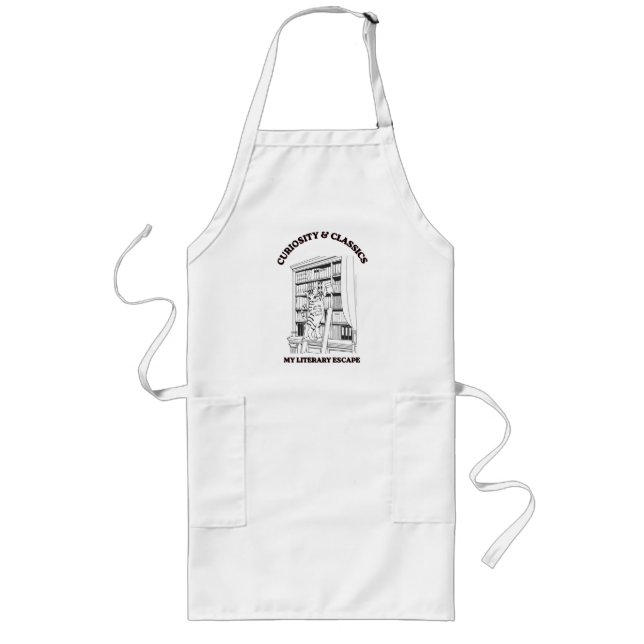 Cat Librarian Aesthetic Art Poster  Long Apron (Front)