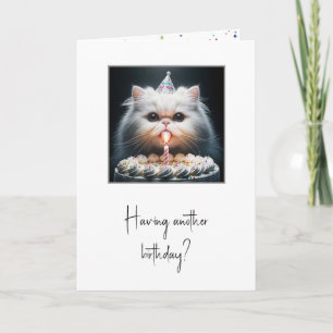 Cat Licking a Birthday Cake Card