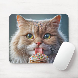Cat Licking A Cupcake Mouse Mat
