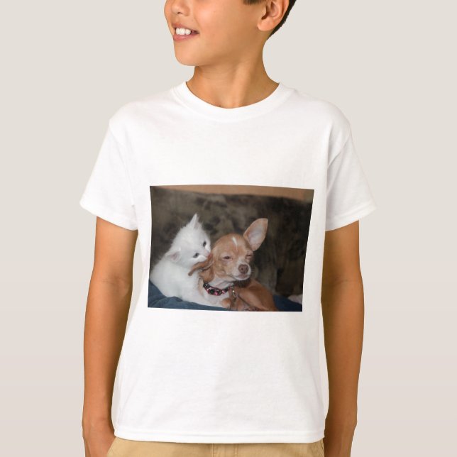 Cat licking Dog T-Shirt (Front)