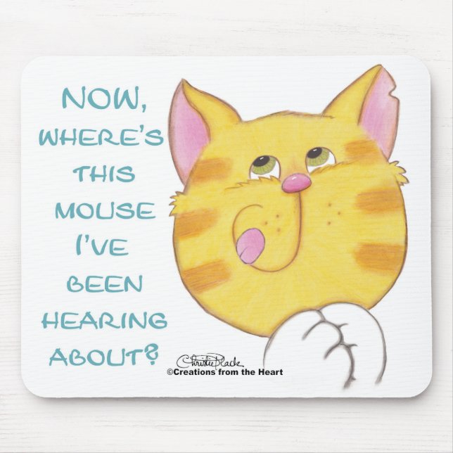 Cat Licking Lips Mouse Mat (Front)