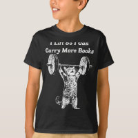 Cat lift can carry more books bookworm funny gym