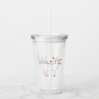 cat line art acrylic tumbler