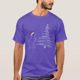 Cat Line Art Christmas Tree Cute XMas Pajama T-Shirt