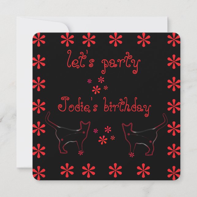 cat line art invitation (Front)