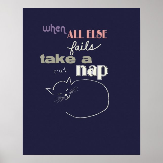 cat line art with humorous quote for cat lovers poster (Front)