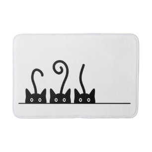 Cat line drawing. Three cats. World Cattendday. Bath Mat
