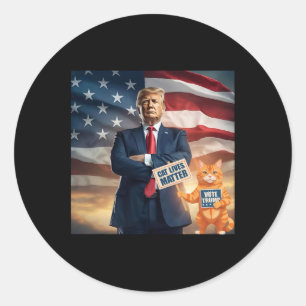 Cat Lives Problem Vote For Trump Usa Flag Funny El Classic Round Sticker