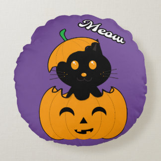 Cat-lloween Round Cojín Round Cushion
