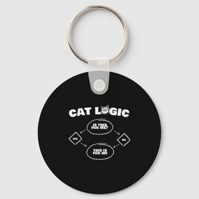 Cat Logic T Shirt Funny New Gift For Lovers Of Cat Key Ring (Front)