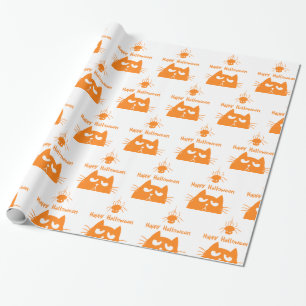 Cat looking at hanging spider - Choose background Wrapping Paper