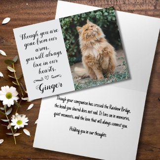 Cat Loss Sympathy Card Personalised Photo Pet Name