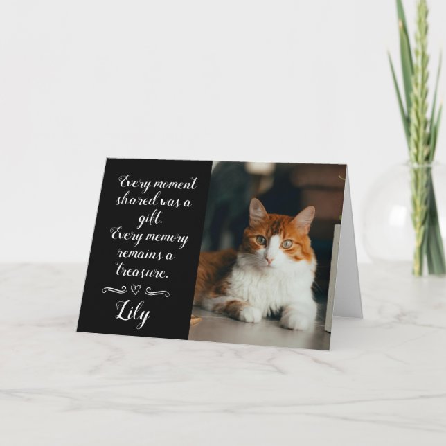 Cat Loss Sympathy Card Personalized Photo Pet Name (Front)