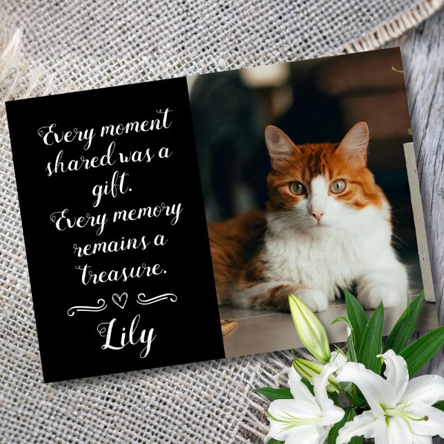Cat Loss Sympathy Card Personalized Photo Pet Name (Cat condolence card)