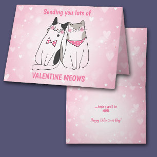 Cat Lots of Meows Valentine Card