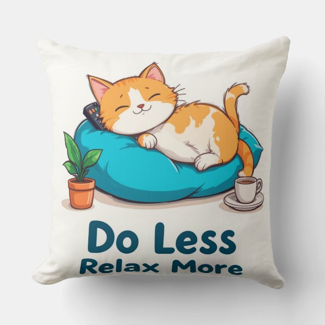 Cat Lounging Design With Caption Cushion (Front)