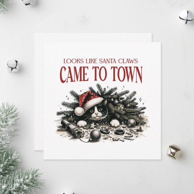 Cat lounging under a Christmas tree. Holiday Card (Creator Uploaded)