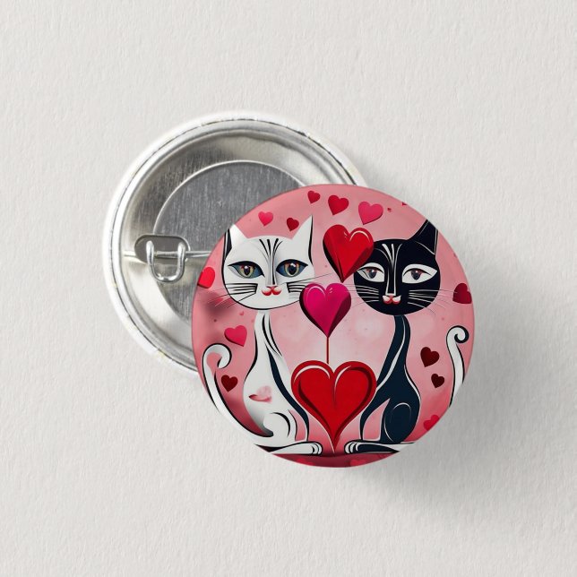 Cat Love 3 Cm Round Badge (Front & Back)