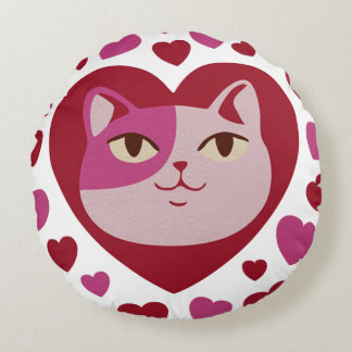 Cat love and hearts throw pillow design