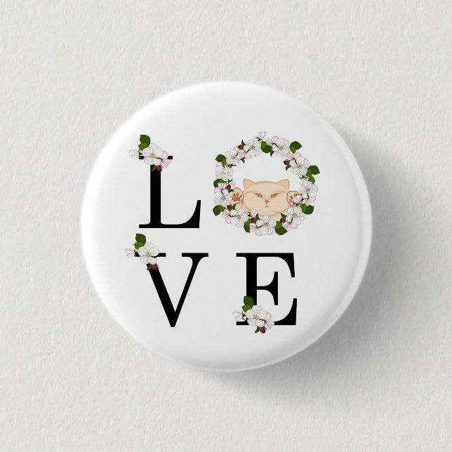 Cat Love. Apple blossom 3 Cm Round Badge (Front)