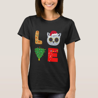 Cat Love Christmas Xmas Gingerbread T-Shirt