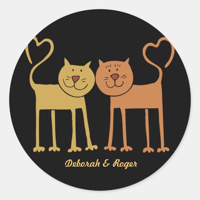 Cat Love Classic Round Sticker (Front)