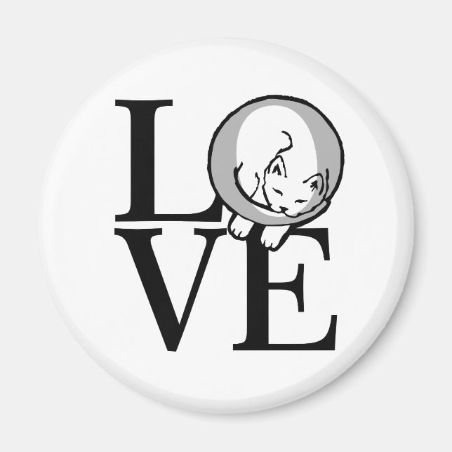 Cat Love Click to Customise Background Colour Magnet (Front)