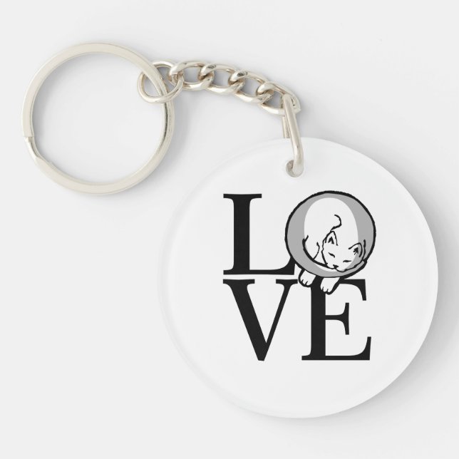 Cat Love Click to Customize Background Color Key Ring (Front)