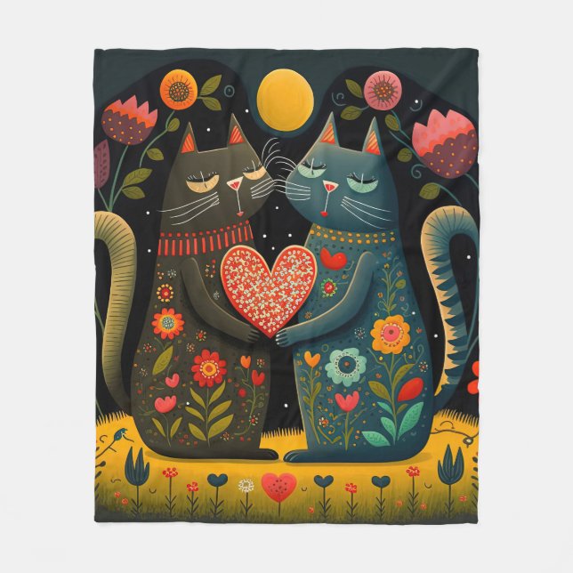 Cat Love Fleece Blanket (Front)