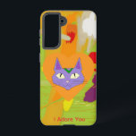 Cat Love Heart Samsung Galaxy Phone Case<br><div class="desc">Share the love with this Cat Love Heart Samsung Galaxy Phone Case. Featuring a sweet cat face nestled inside a warm orange heart and surrounded by a soft pastel splash of yellow, green, purple, and orange, this design is cheerful, whimsical, and full of charm. Perfect for cat lovers, Valentine’s Day,...</div>