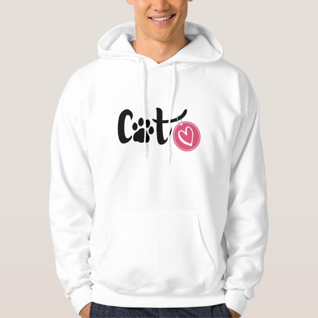 Cat Love Hoodie – Cute & Minimalist Design (Front)