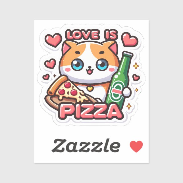 cat love is pizza sticker (Sheet)