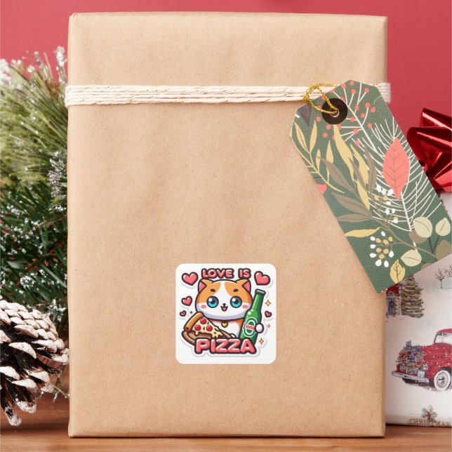 cat love is pizza sticker (Holiday)