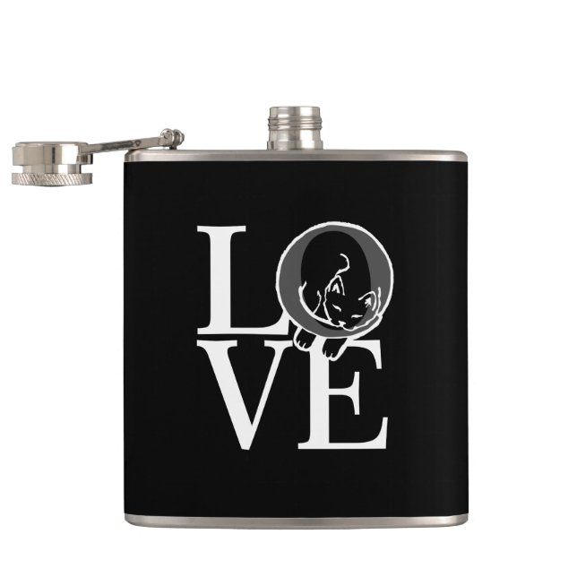 Cat Love on Black Hip Flask (Opened)