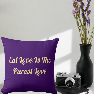 Cat Love Purest Personalise Cute Funny Cool Purple Cushion